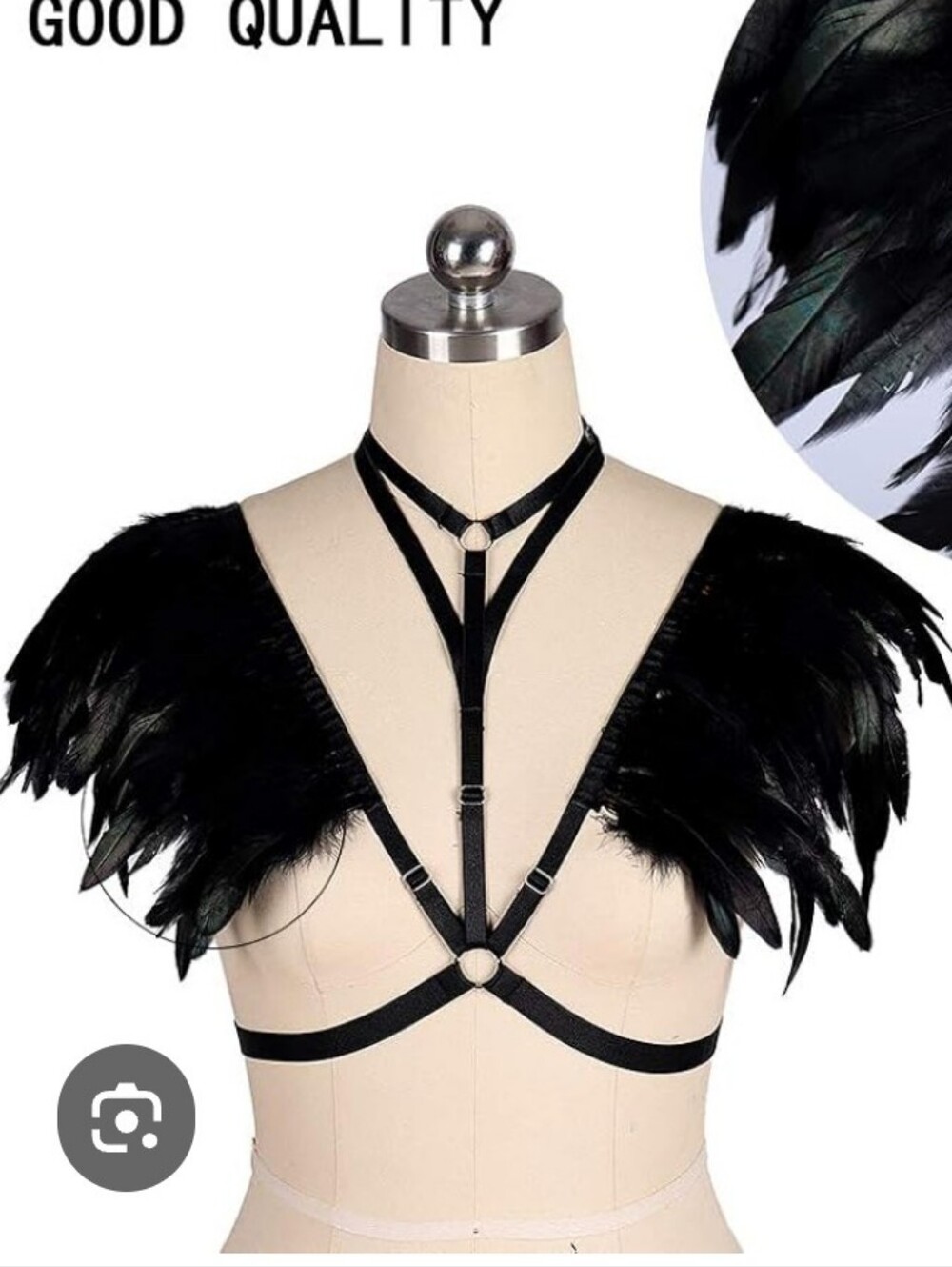 Black Feather Shoulder Harness - Women Accessories